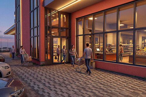 Торгово-развлекательный комплекс с  библиотекой в мкр. Солнечный