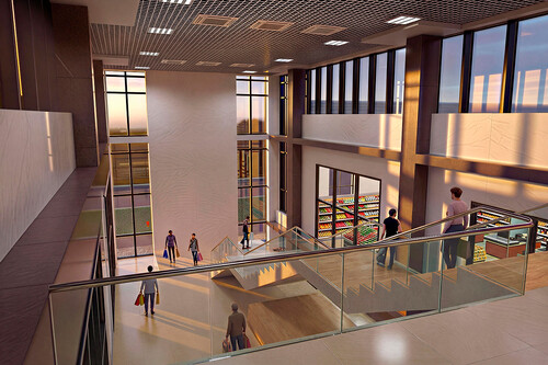 Торгово-развлекательный комплекс с  библиотекой в мкр. Солнечный