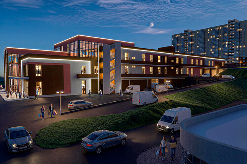 Торгово-развлекательный комплекс с  библиотекой в мкр. Солнечный