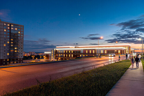Торгово-развлекательный комплекс с  библиотекой в мкр. Солнечный