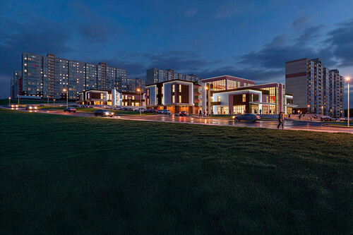 Торгово-развлекательный комплекс с  библиотекой в мкр. Солнечный