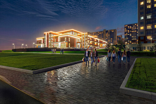 Торгово-развлекательный комплекс с  библиотекой в мкр. Солнечный